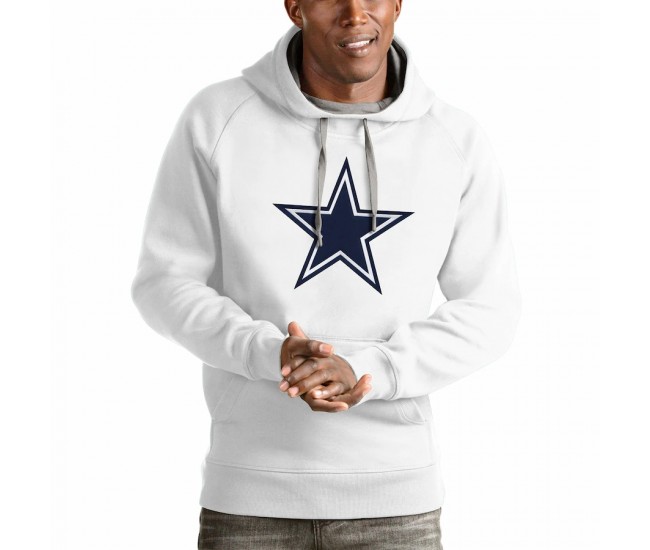 Dallas Cowboys Men's Antigua White Victory Pullover Hoodie