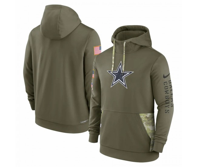 Dallas Cowboys Men's Nike Olive 2022 Salute to Service Therma Performance Pullover Hoodie