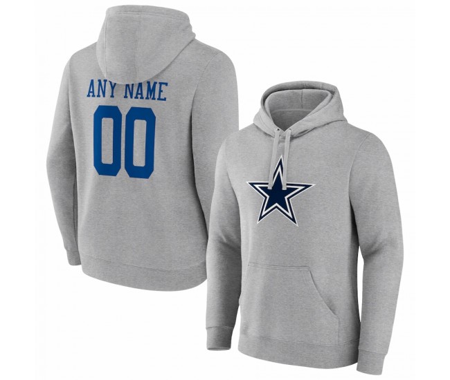 Dallas Cowboys Men's Fanatics Branded Heathered Gray Team Authentic Custom Pullover Hoodie