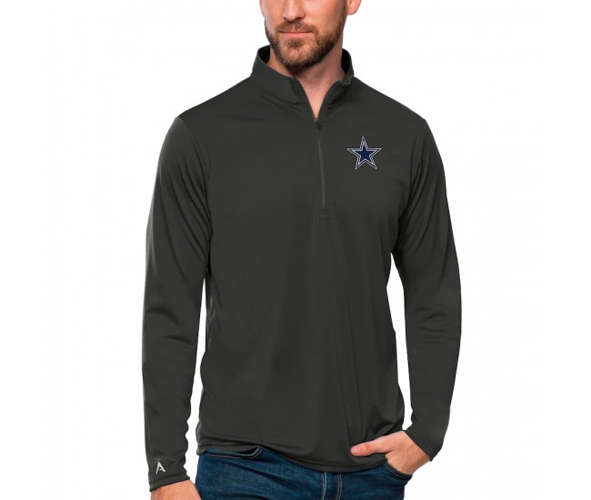 Dallas Cowboys Men's Antigua Charcoal Tribute Quarter-Zip Pullover Top