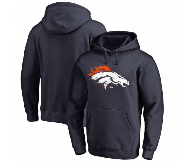 Denver Broncos Men's NFL Pro Line by Fanatics Branded Navy Splatter Logo Pullover Hoodie