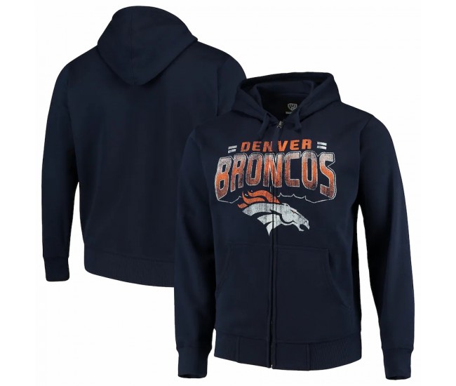 Denver Broncos Men's G-III Sports by Carl Banks Navy Perfect Season Full-Zip Hoodie