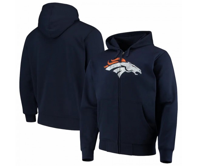 Denver Broncos Men's G-III Sports by Carl Banks Navy Primary Logo Full-Zip Hoodie