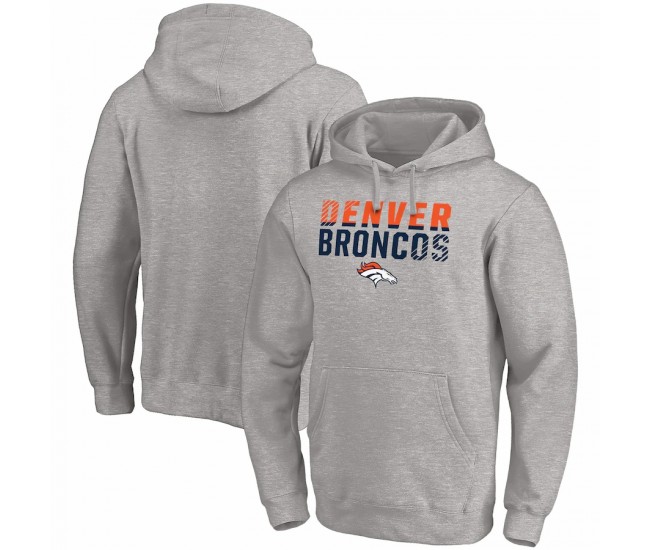 Denver Broncos Men's Fanatics Branded Heather Gray Fade Out Fitted Pullover Hoodie