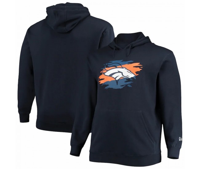 Denver Broncos Men's New Era Navy Big & Tall Primary Logo Pullover Hoodie