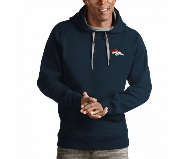 Denver Broncos Men's Antigua Navy Logo Victory Pullover Hoodie