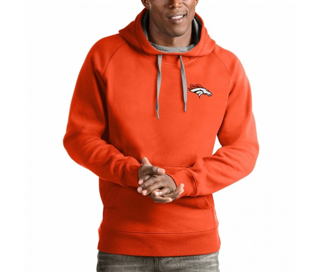 Denver Broncos Men's Antigua Orange Logo Victory Pullover Hoodie