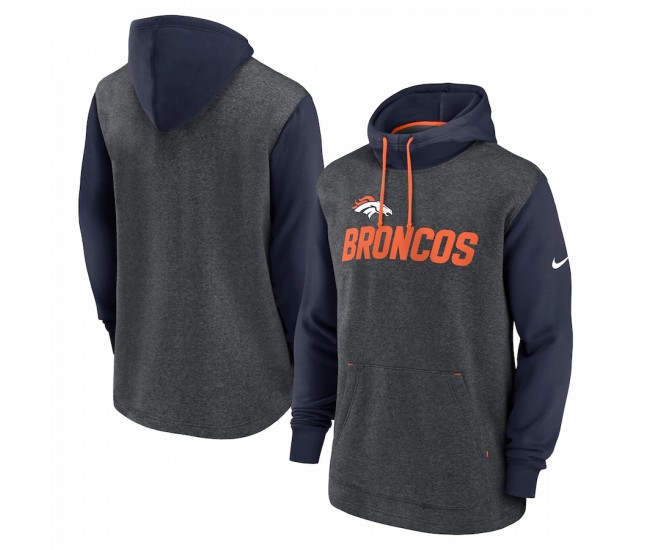 Denver Broncos Men's Nike Heather Charcoal/Navy Surrey Legacy Pullover Hoodie