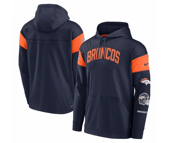 Denver Broncos Men's Nike Navy Sideline Athletic Arch Jersey Performance Pullover Hoodie