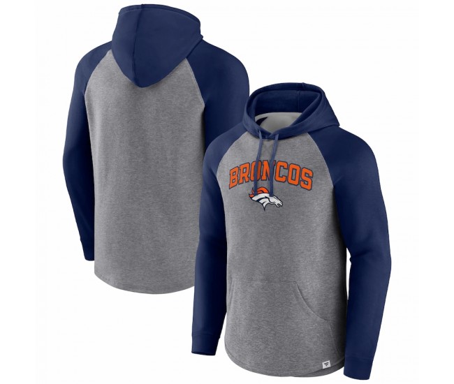 Denver Broncos Men's Fanatics Branded Heathered Gray/Navy By Design Raglan Pullover Hoodie