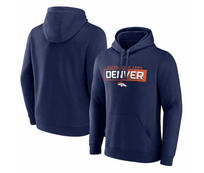 Denver Broncos Men's Fanatics Branded Navy Down The Field Pullover Hoodie