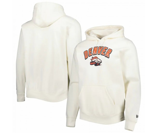 Denver Broncos Men's New Era Cream Sideline Chrome Pullover Hoodie