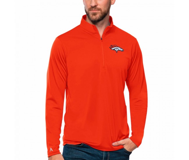 Denver Broncos Men's Antigua Orange Tribute Quarter-Zip Pullover Top