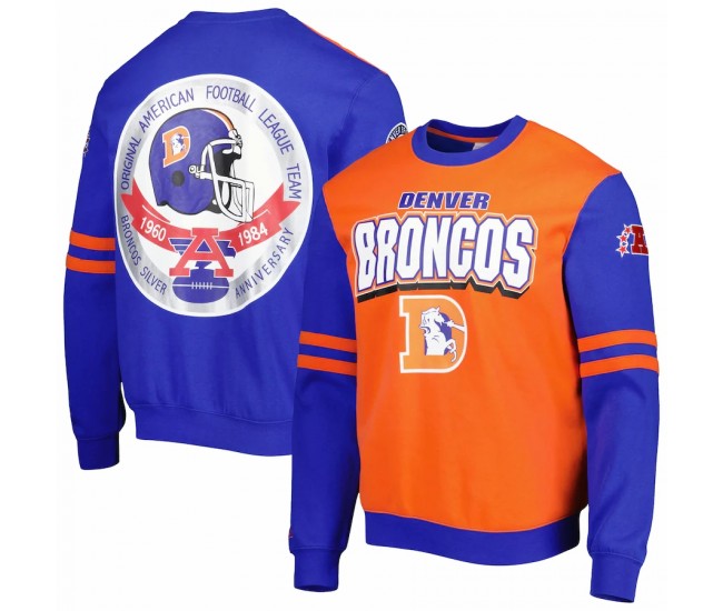 Denver Broncos Men's Mitchell & Ness Orange All Over 2.0 Pullover Sweatshirt