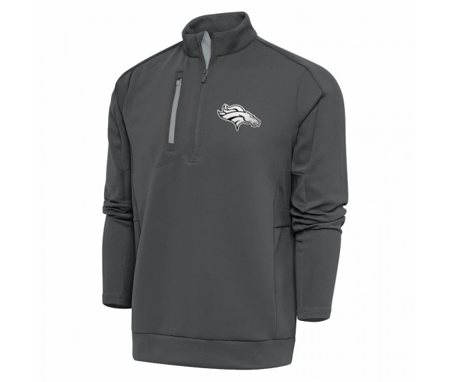 Men's Denver Men's Broncos Antigua Charcoal Metallic Logo Big & Tall Generation Quarter-Zip Pullover Top