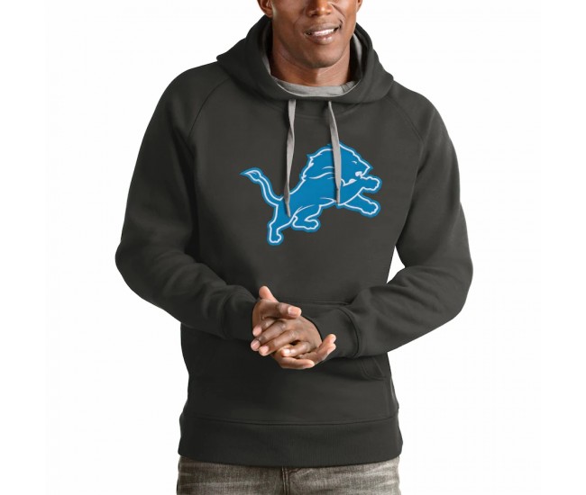 Detroit Lions Men's Antigua Charcoal Victory Pullover Hoodie