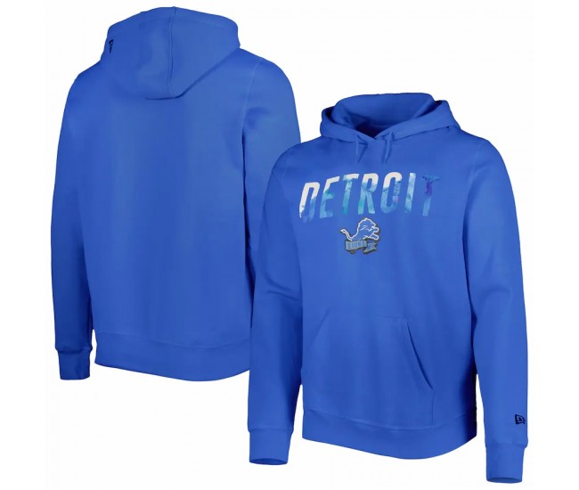 Detroit Lions Men's New Era Blue Ink Dye Pullover Hoodie