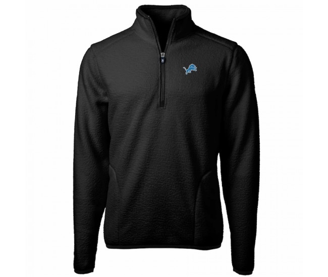 Detroit Lions Men's Cutter & Buck Black Cascade Eco Sherpa Fleece Quarter-Zip Pullover Jacket