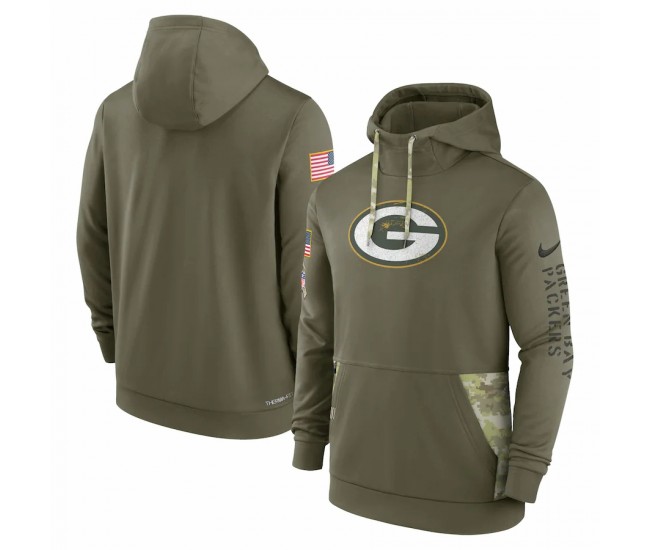 Green Bay Packers Men's Nike Olive 2022 Salute to Service Therma Performance Pullover Hoodie