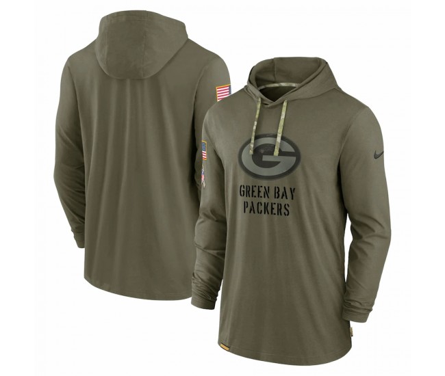 Green Bay Packers Men's Nike Olive 2022 Salute to Service Tonal Long Sleeve Hoodie T-Shirt