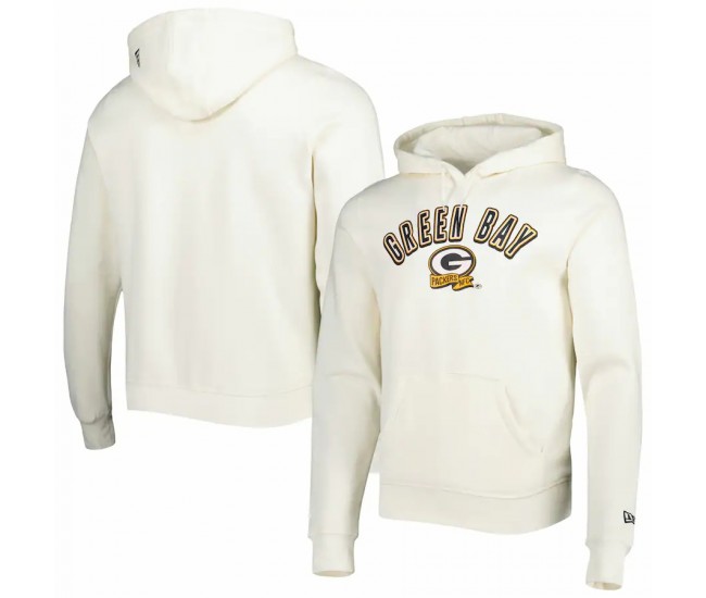 Green Bay Packers Men's New Era Cream Sideline Chrome Pullover Hoodie