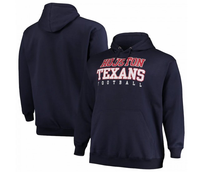 Houston Texans Men's Fanatics Branded Navy Big & Tall Stacked Pullover Hoodie