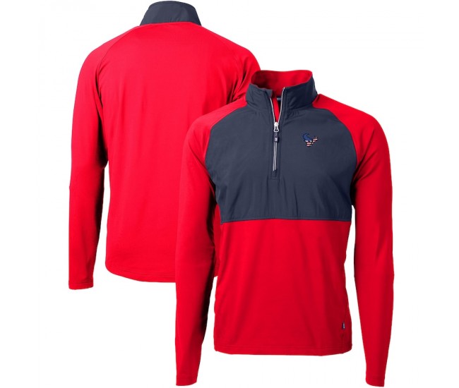 Houston Texans Men's Cutter & Buck Red Adapt Eco Knit Hybrid Recycled Quarter-Zip Pullover Top