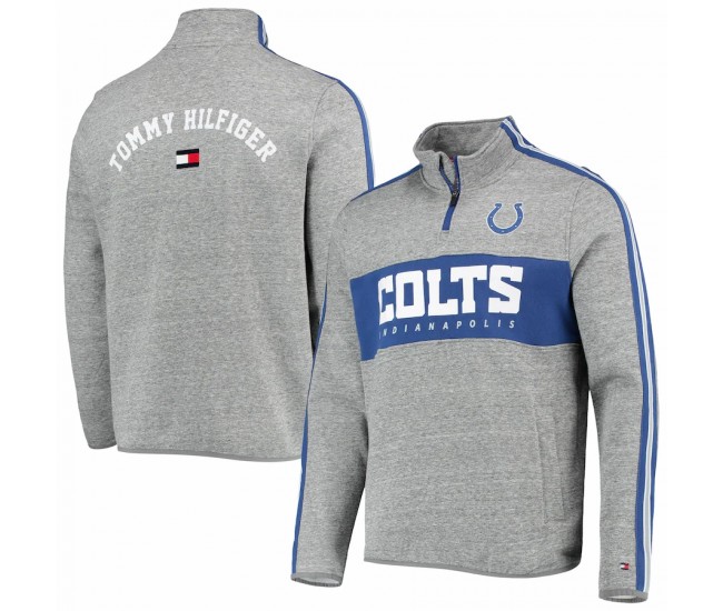 Indianapolis Colts Men's Tommy Hilfiger Heathered Gray Mario Quarter-Zip Jacket