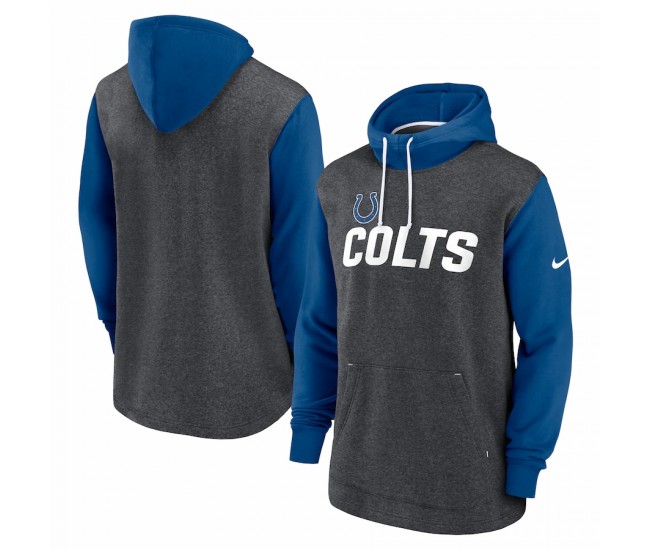 Indianapolis Colts Men's Nike Heathered Charcoal/Royal Surrey Legacy Pullover Hoodie