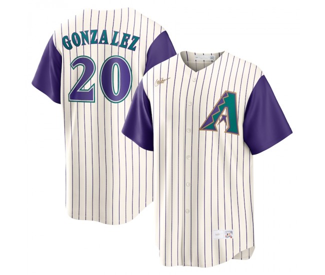 Arizona Diamondbacks Luis Gonzalez Men's Nike Cream/Purple Alternate Cooperstown Collection Player Jersey