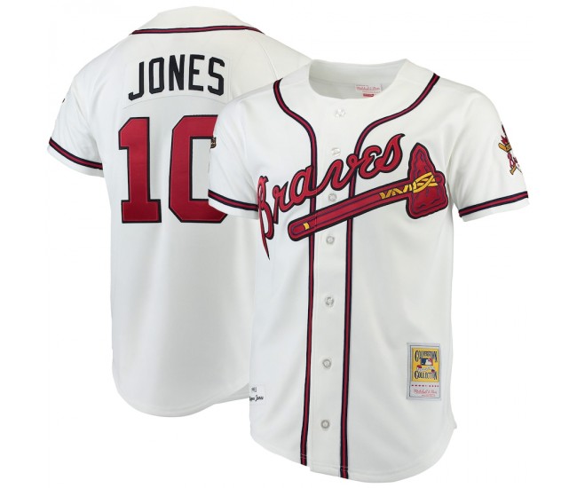 Atlanta Braves Chipper Jones Men's Mitchell & Ness White Authentic Jersey