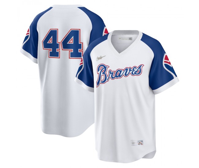 Atlanta Braves Hank Aaron Men's Nike White Home Cooperstown Collection Player Jersey