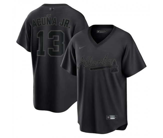 Atlanta Braves Ronald Acuna Jr. Men's Nike Black Pitch Black Fashion Replica Player Jersey