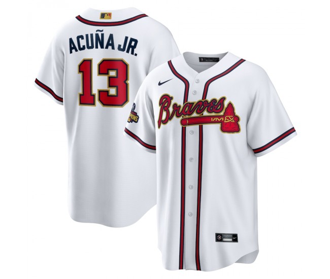 Atlanta Braves Ronald Acuna Jr. Men's Nike White 2022 Gold Program Replica Player Jersey