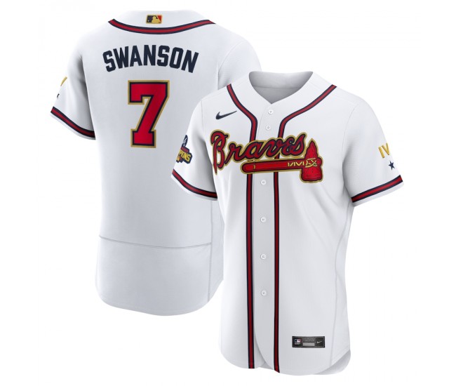 Atlanta Braves Dansby Swanson Men's Nike White 2022 Gold Program Authentic Player Jersey