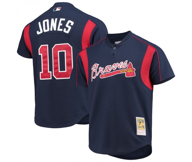 Atlanta Braves Chipper Jones Men's Mitchell & Ness Navy Cooperstown Collection Mesh Batting Practice Jersey