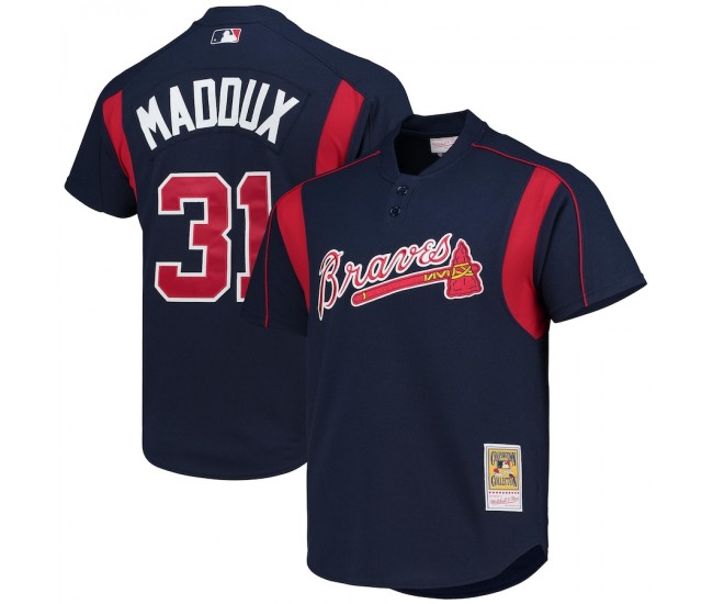 Atlanta Braves Greg Maddux Men's Mitchell & Ness Navy Cooperstown Collection Batting Practice Jersey