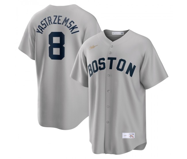 Boston Red Sox Carl Yastrzemski Men's Nike Gray Road Cooperstown Collection Player Jersey