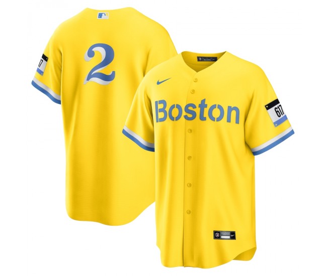 Boston Red Sox Xander Bogaerts Men's Nike Gold/Light Blue 2021 City Connect Replica Player Jersey