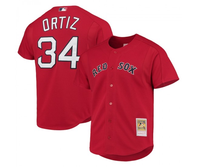 Boston Red Sox David Ortiz Men's Mitchell & Ness Red Cooperstown Collection Mesh Batting Practice Jersey