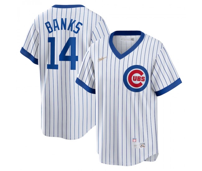 Chicago Cubs Ernie Banks Men's Nike White Home Cooperstown Collection Player Jersey