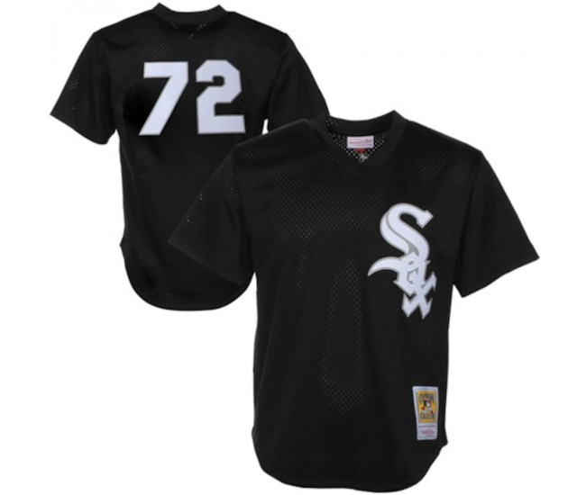 Chicago White Sox Carlton Fisk Men's Mitchell & Ness Black 1991 Authentic Cooperstown Collection Batting Practice Jersey