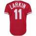 Cincinnati Reds Barry Larkin Men's Mitchell & Ness Red Fashion Cooperstown Collection Mesh Batting Practice Jersey