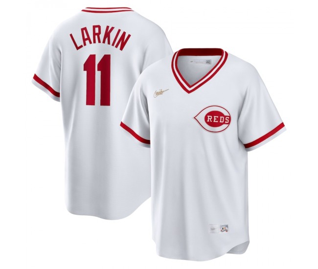 Cincinnati Reds Barry Larkin Men's Nike White Home Cooperstown Collection Player Jersey