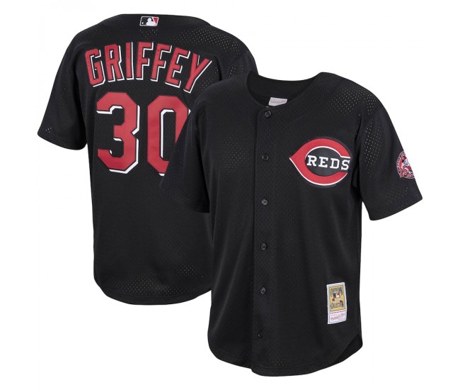 Cincinnati Reds Ken Griffey Jr. Men's Mitchell & Ness Black Cooperstown Collection Batting Practice Jersey