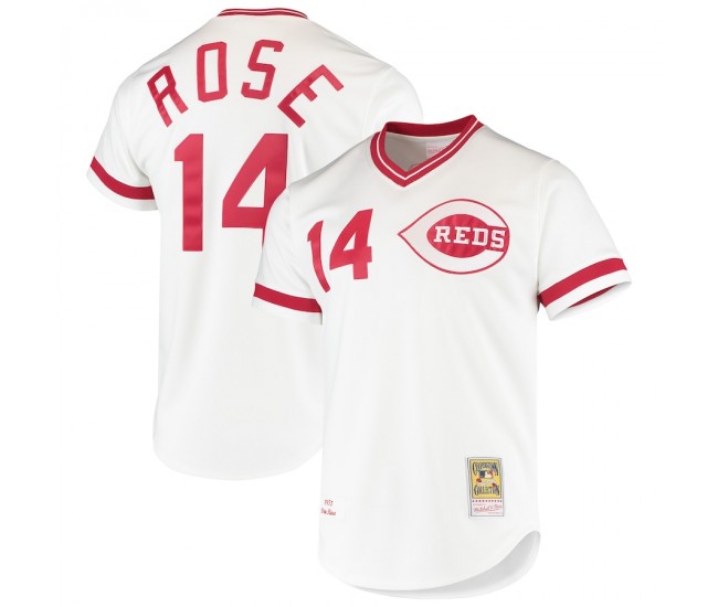 Cincinnati Reds Pete Rose Men's Mitchell & Ness White Cooperstown Collection Authentic Jersey