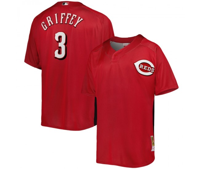 Cincinnati Reds Ken Griffey Jr. Men's Mitchell & Ness Red Cooperstown Collection Mesh Batting Practice Jersey