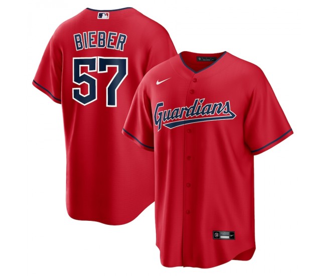 Cleveland Guardians Shane Bieber Men's Nike Red Alternate Replica Player Jersey