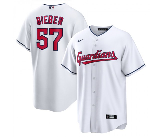 Cleveland Guardians Shane Bieber Men's Nike White Replica Player Jersey