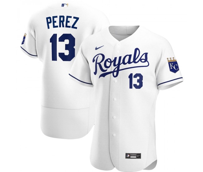 Kansas City Royals Salvador Perez Men's Nike White Home Authentic Player Jersey